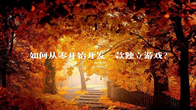 如何从零开始开发一款独立游戏？